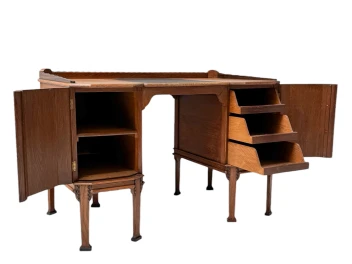 Art Deco Amsterdamse School Oak Pedestal Desk, 1920s